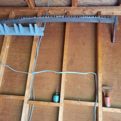 Vintage 60" Crosscut Saw with Additional Hand Tools