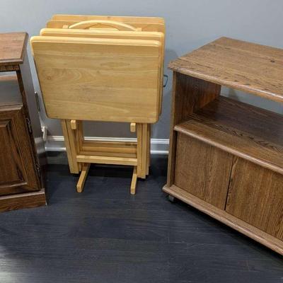 End Tables, TV Stand & Folding Tray Table Set