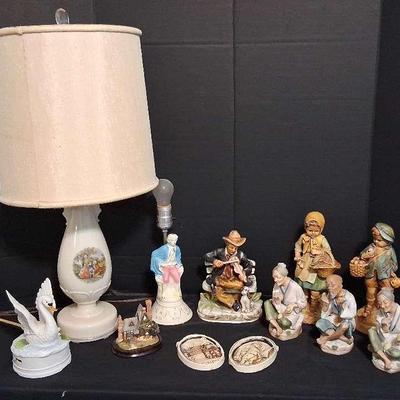 Figurines Collection Including Two Table Lamps