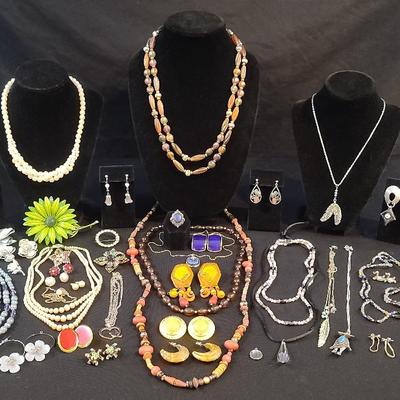 Colorful Vintage Jewelry Including Hematite Necklaces 