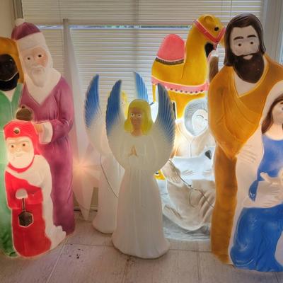 Six Vintage Christmas Nativity Blow Molds