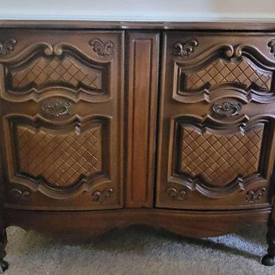 Ornately Carved Solid Wood Buffet on Casters