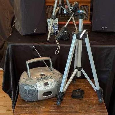 Three Sony Speakers, Crosley Turntable, Canon PowerShot Camera & More