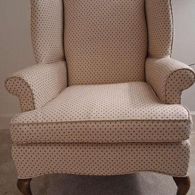 Upholstered Wingback Chair with Cabriole Legs