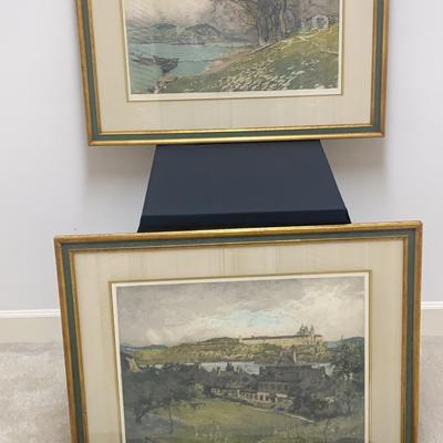 Luigi Kasimir Etchings: Melk Monastery & Danube Near Vienna