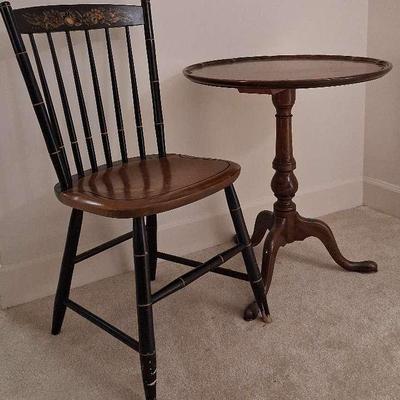 Round Pedestal Table by Fine Arts Furniture Co. & Painted Windsor Chair