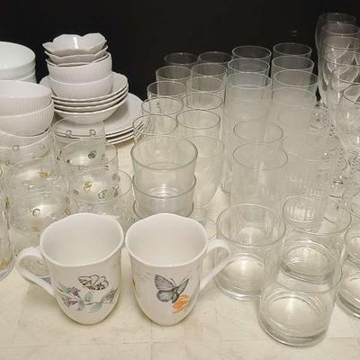 Glassware & Dishware Collection Featuring Lenox Eastern Tailed Blue Mugs