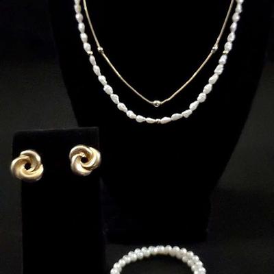 18K Gold Filled Necklace, 14K Freshwater Pearl Necklace And Other 14K Jewelry 
