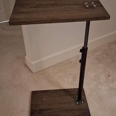 Adjustable Wood & Metal Side Table, Plus 3 Tray Tables with Stand