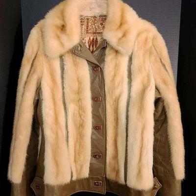 Vintage Mink and Leather Jacket with Toggle Closures