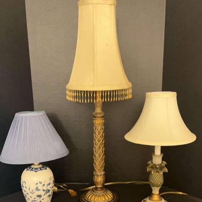 Decorative Table Lamp Trio Featuring Resin and Ceramic Bases
