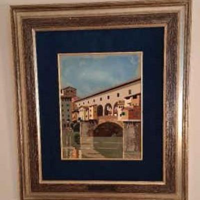 Framed Artwork by Tacconi Marco – Ponte Vecchio Scene

