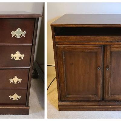 Pair of Traditional Storage Cabinets with Drawers and Doors