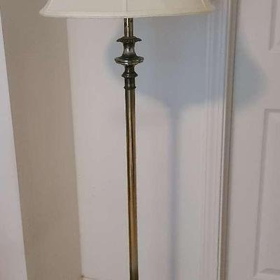 Traditional Brass Floor Lamp with Pleated Shade