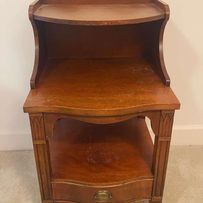 Drexel Wooden Side Table with Drawer and Brass-Style Pull