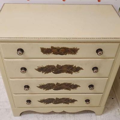Vintage Cream Chest with Hand-Painted Floral Accents