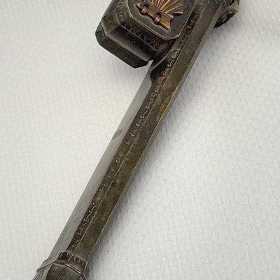 Antique Metal Quill & Ink Well Travel Case 