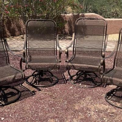 Wrought Iron Rocking And Rotating Patio Chairs (x4)