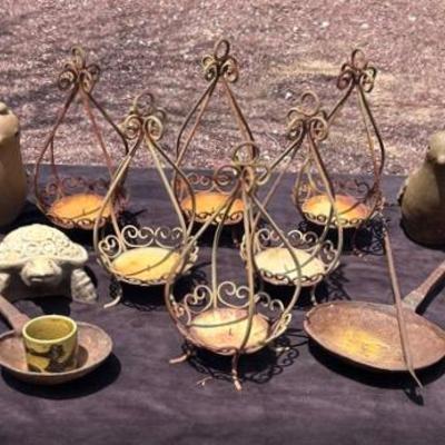 Wrought Iron And Clay Pottery Decor