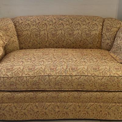 Gold Floral Upholstery Love Seat 