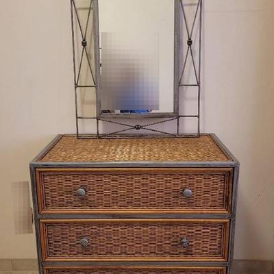 Pier 1 Wicker Dresser & Mirror