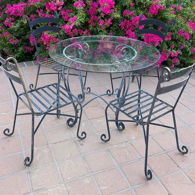 Glass Top Wrought Iron Patio Set