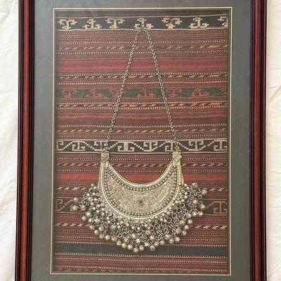 Framed Saudi Arabian Ceremonial Crescent Pendant 