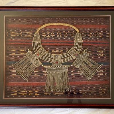 Framed Saudi Arabian 60 Years Old Silver Necklace