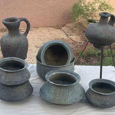 Terracotta Vases And Antique Copper Pots