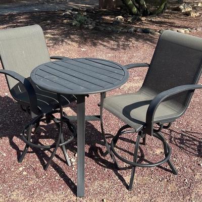 Tall Patio Table And 2 Rotating Chairs Set
