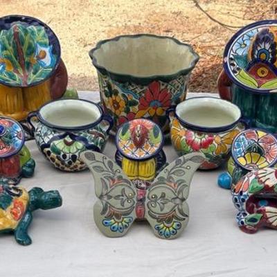 Mexican Talavera Pots, Animals, And Sleeping Men