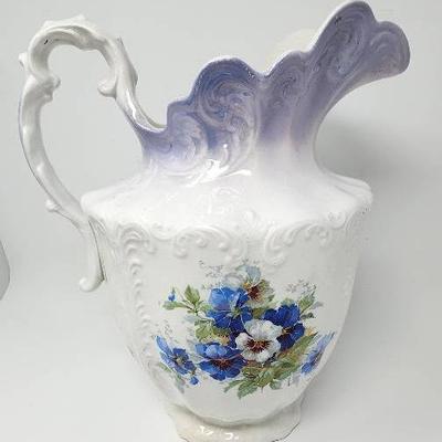 Victorian C.O. Marquette Co. Porcelain Water Pitcher - CHIP ON RIM