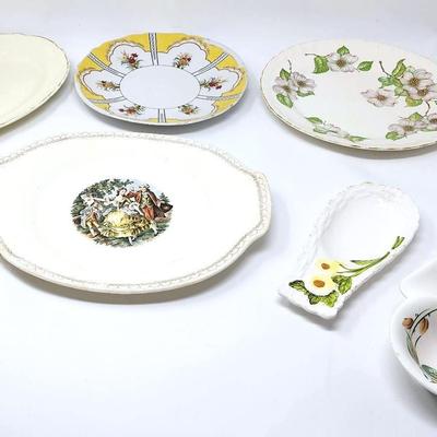 Vintage Ceramic Platters & Spoon Rests