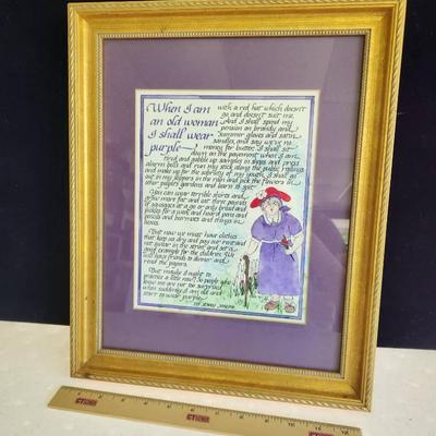 Original Signed Kelly Watercolor of "Warning" by Jenny Joseph - 13x16"