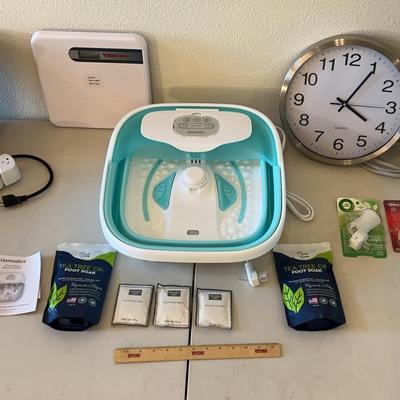 Household Goods Lot - Homedics Footbath, Quartz Wall Clock, Rowenta Steam Iron & More