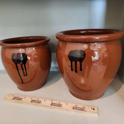 2 Vintage Japanese Hisamatsu Kiln Style Ceramic Pots
