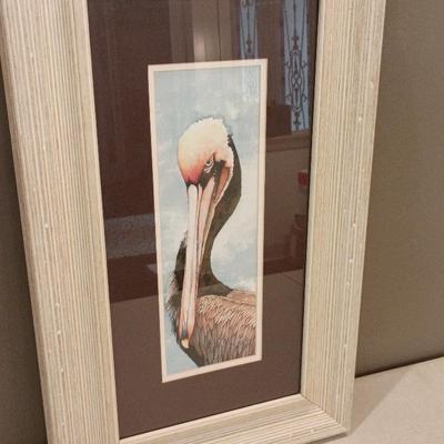 Signed Gene Ricco 'Here's Looking At You' Brown Pelican Framed Print 15x25