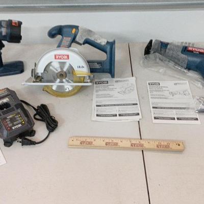 Ryobi 18 Volt Reciprocating & Circular Saw, Work Light, Charger