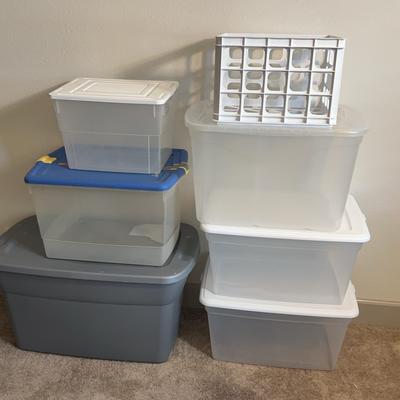 Sterilite Plastic Storage Bin Lot + Sterilite Storage Crate