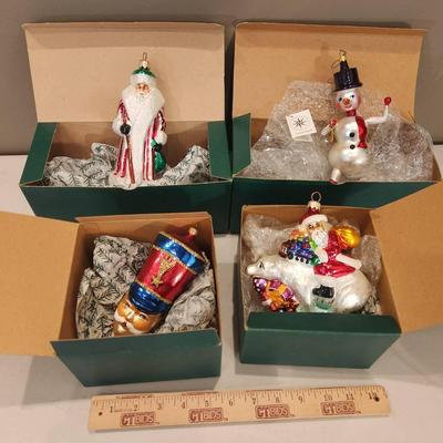 4 Christopher Radko Handpainted Glass Ornaments in Boxes