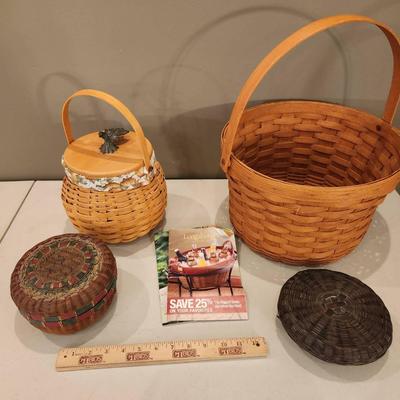 Baskets - Longaberger 2001 Pumpkin Patch, 1990 Large Basket, 2 Vint.