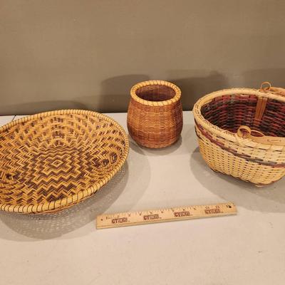 3 Signed Professional Handwoven Baskets, 2001-02