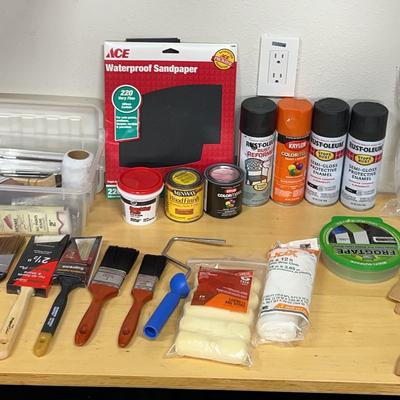 Paint Lot - Paint Brushes, Rollers, Black Spray Paint & Sealant 