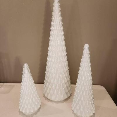Glitter Glass Lighted Christmas Tree Set - $280 Retail, Pottery Barn