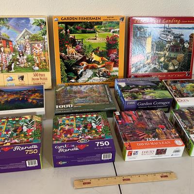 Puzzle Lot 1 - RoseArt 750, 1000 Piece + Large Cat Puzzles 