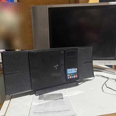 Vintage Sharp Aquos 13” LCD TV & iLive Bluetooth CD FM Music System – Functional Pair