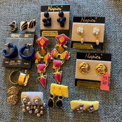  Vintage Earring Lot Napier, Monet, Trifari And More