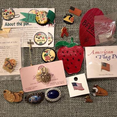 Collection Of Miscellaneous Lapel Pins, Pins, And Scarf /Sash Clips