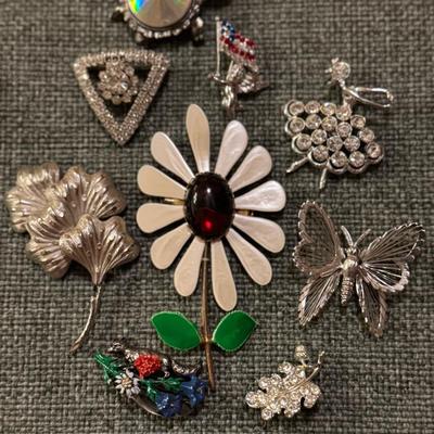 Collection Of Unmarked Silver Tone Brooches