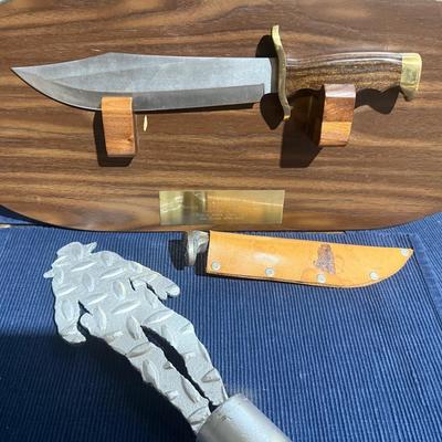Bowie Knife Circa 1830 ,custom Blade From Rail Road Spike And Diamond Plate Cowboy